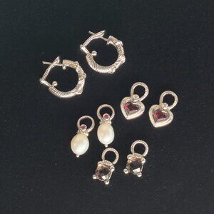 Judith Ripka Earrings Collection Gemstone Charms Garnet Pearl Smoky Quartz NIB